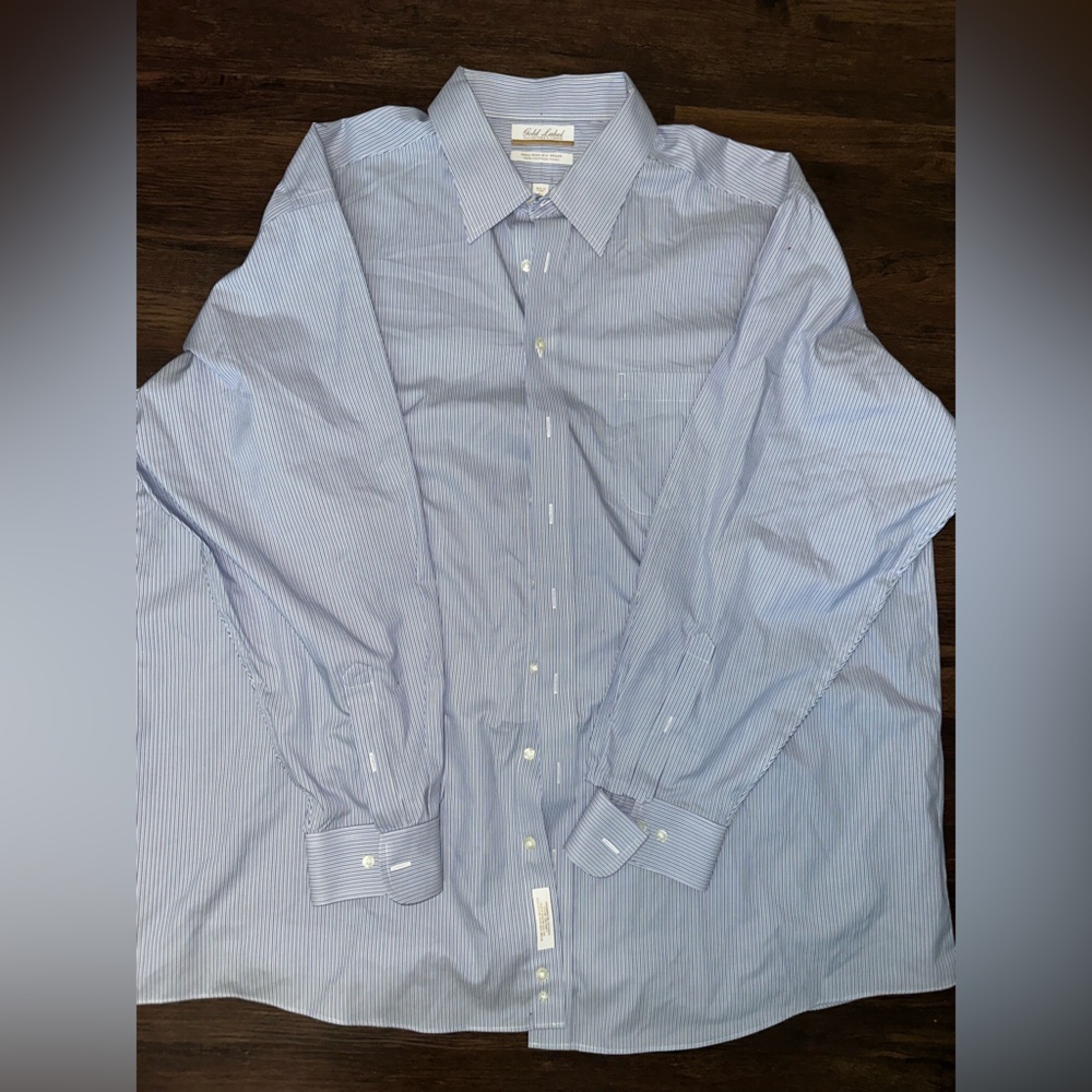 Roundtree & Yorke Gold Label Blue Pinstripe Shirt